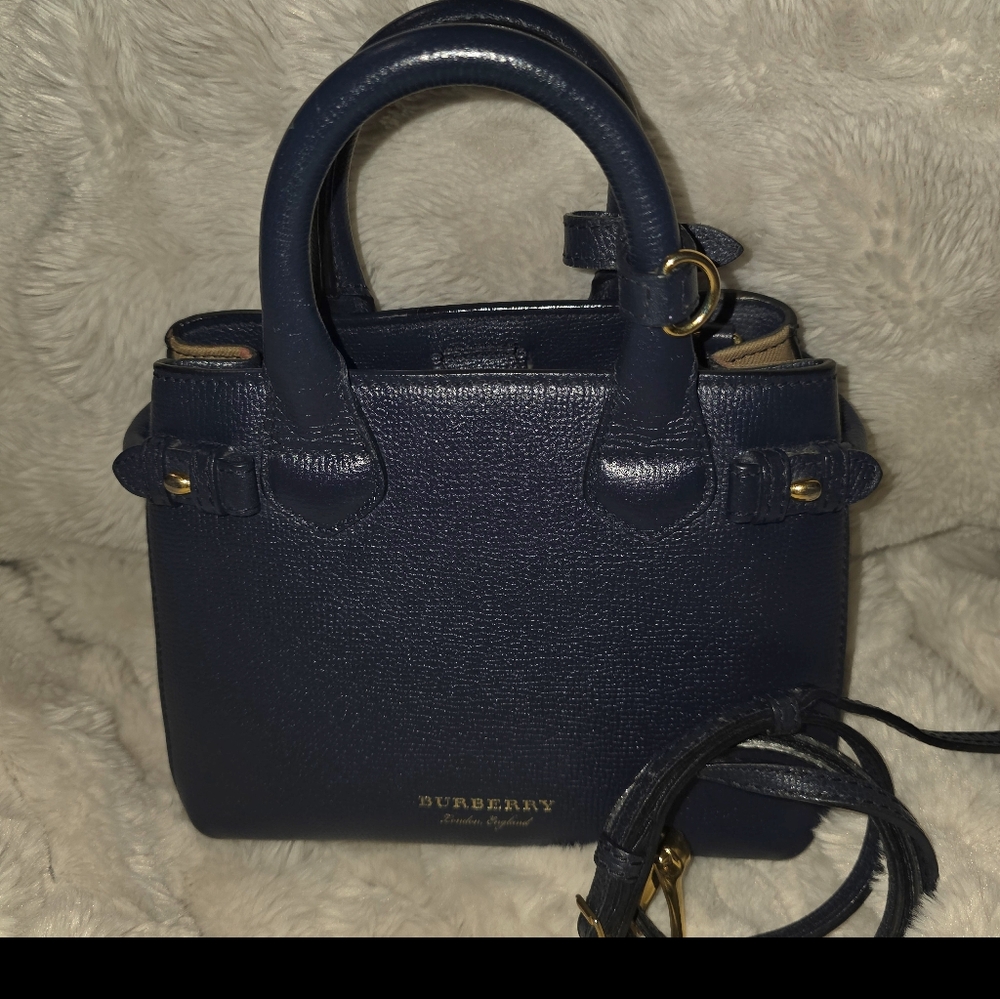Burberry Navy Blue Mini Banner Tote